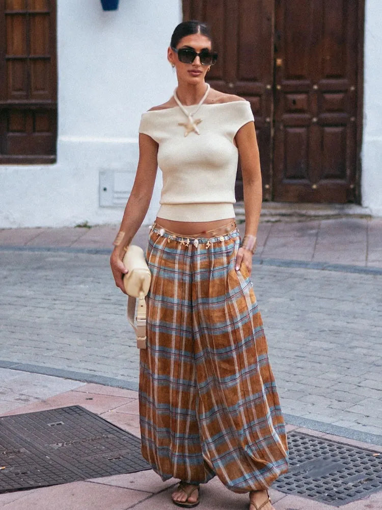 Plaid Loose Pants